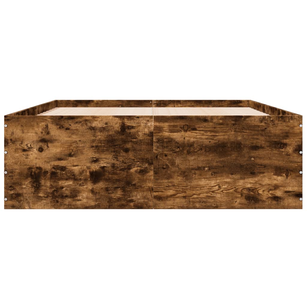Bedframe bewerkt hout gerookt eikenkleurig 135x190 cm is nu te koop bij PeponiXL, paradijselijk wonen!