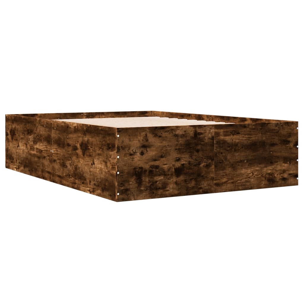 Bedframe bewerkt hout gerookt eikenkleurig 135x190 cm is nu te koop bij PeponiXL, paradijselijk wonen!