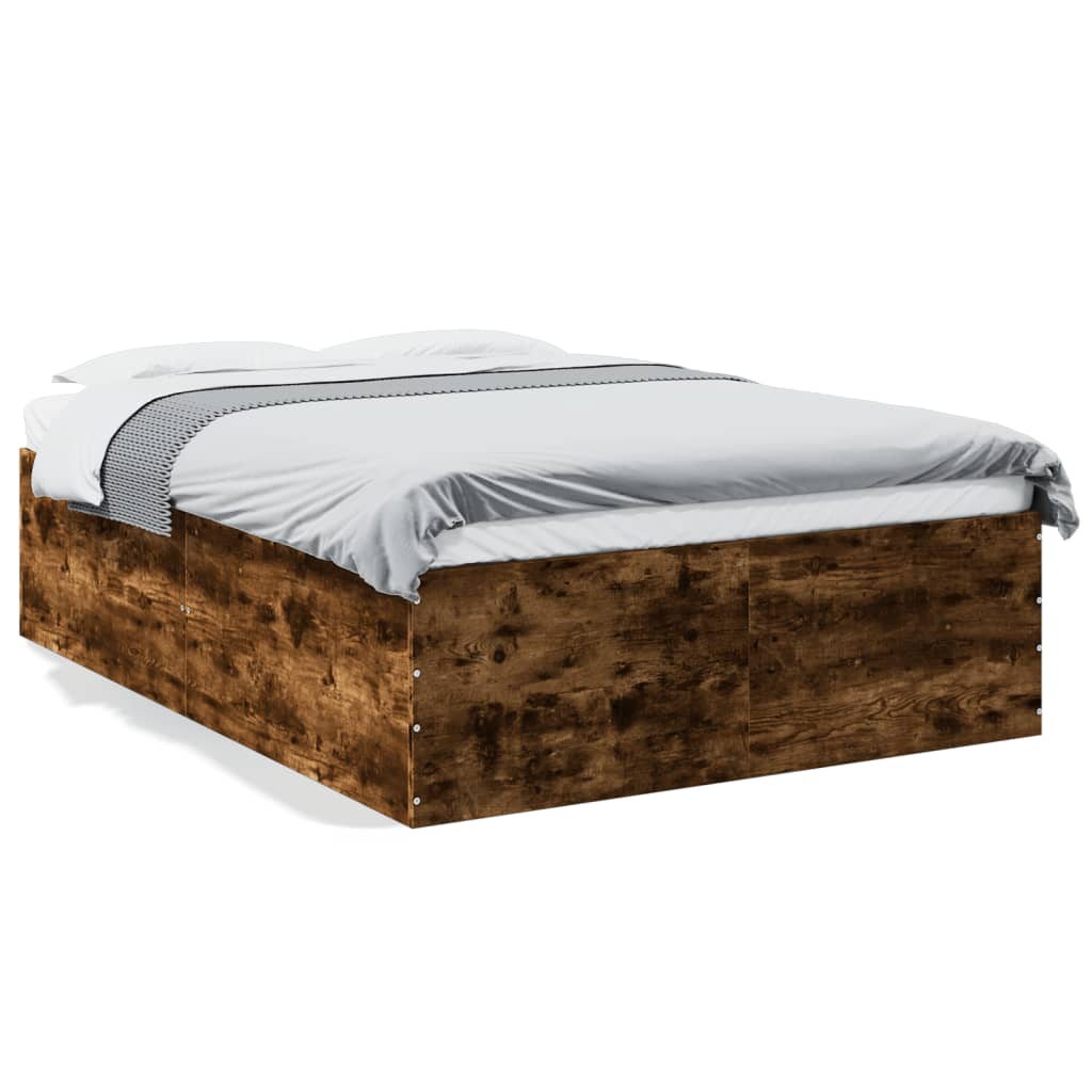 Bedframe bewerkt hout gerookt eikenkleurig 135x190 cm is nu te koop bij PeponiXL, paradijselijk wonen!
