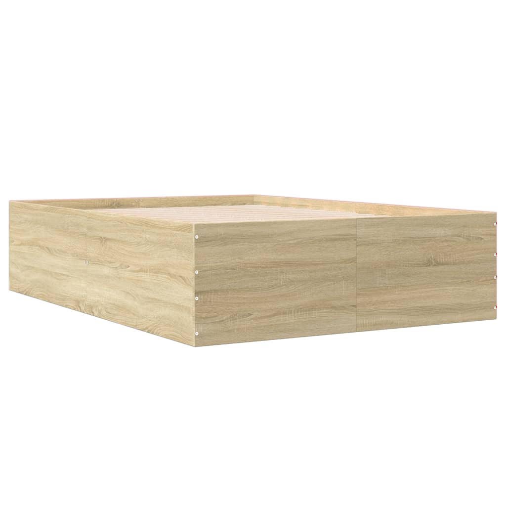 Bedframe bewerkt hout sonoma eikenkleurig 120x190 cm is nu te koop bij PeponiXL, paradijselijk wonen!