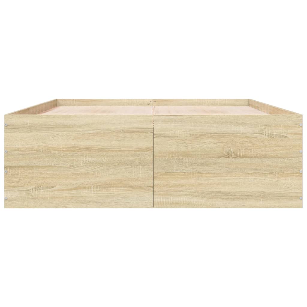 Bedframe bewerkt hout sonoma eikenkleurig 120x190 cm is nu te koop bij PeponiXL, paradijselijk wonen!