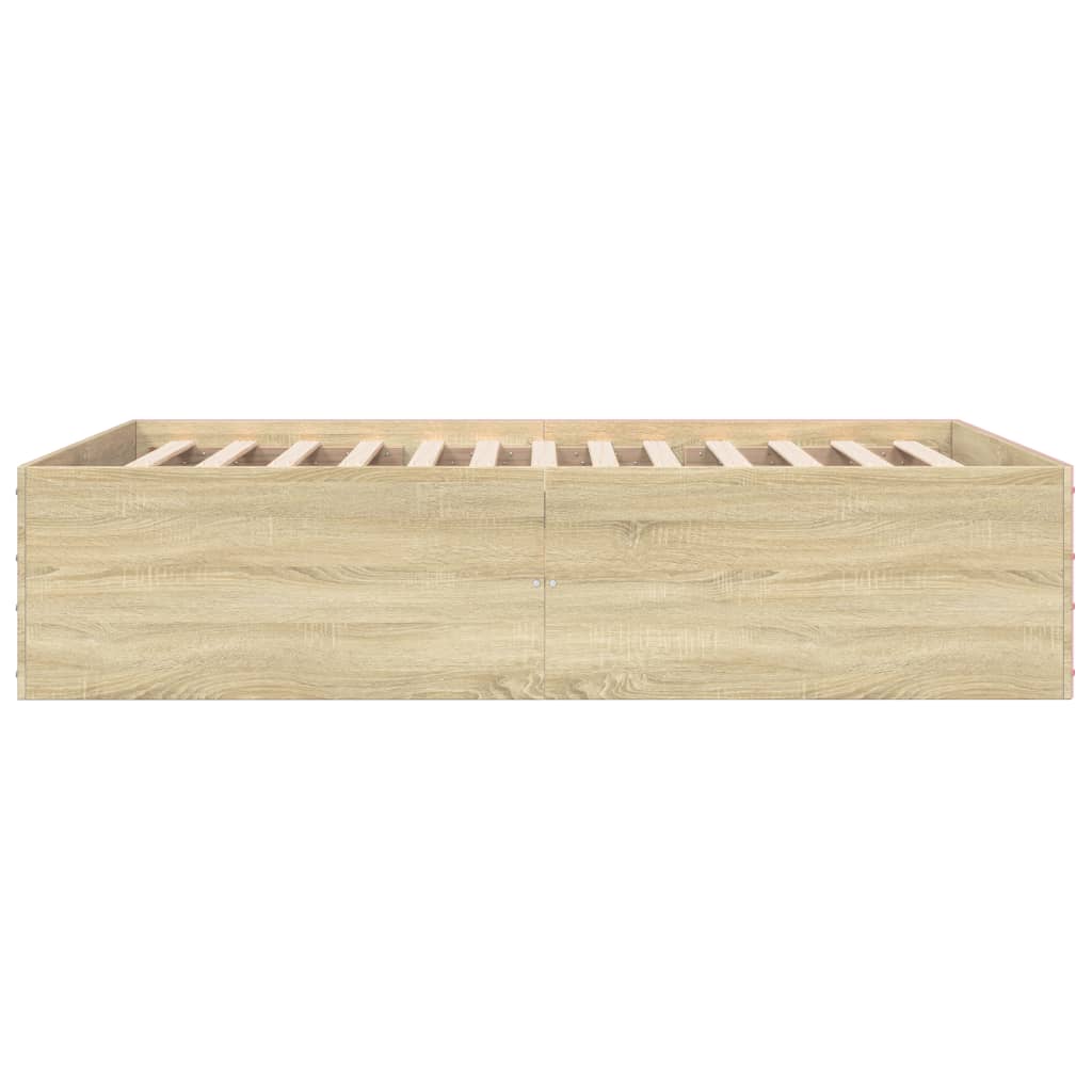 Bedframe bewerkt hout sonoma eikenkleurig 120x190 cm is nu te koop bij PeponiXL, paradijselijk wonen!
