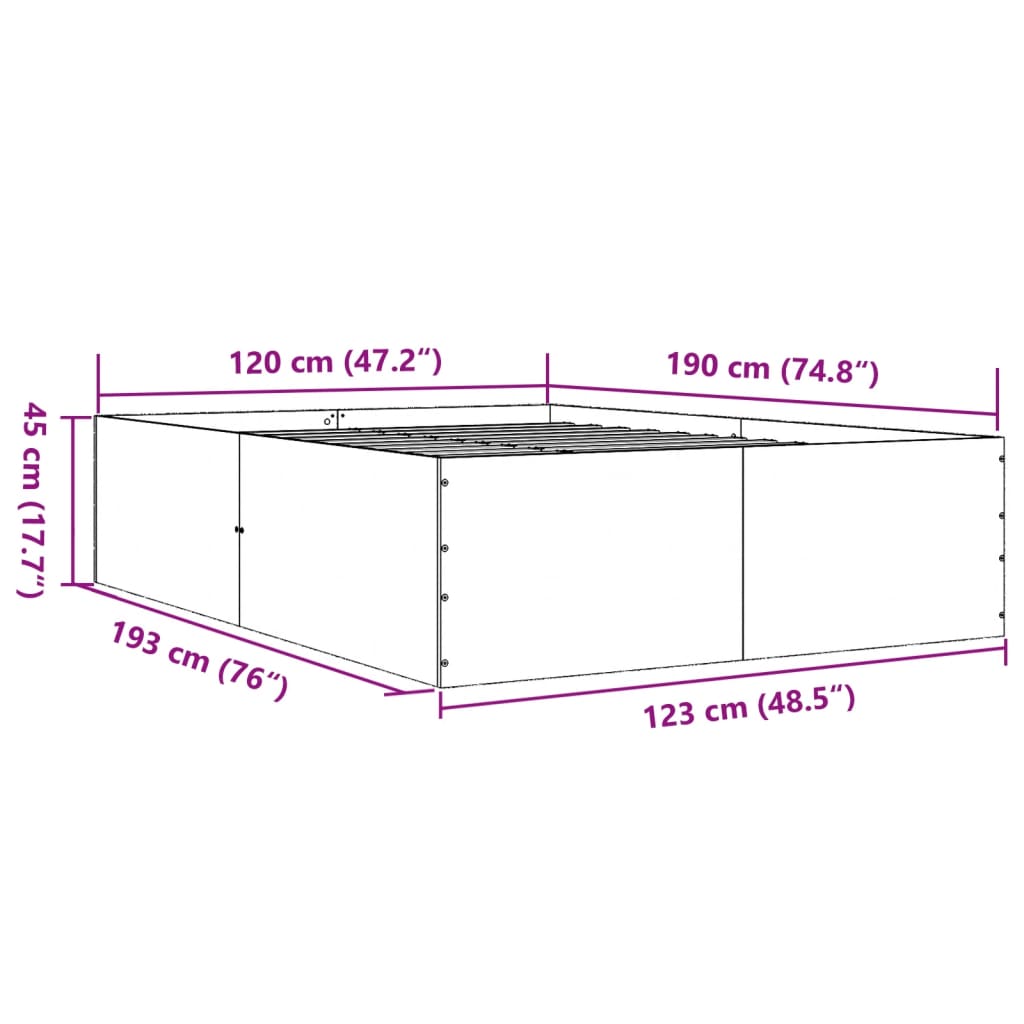Bedframe bewerkt hout betongrijs 120x190 cm is nu te koop bij PeponiXL, paradijselijk wonen!