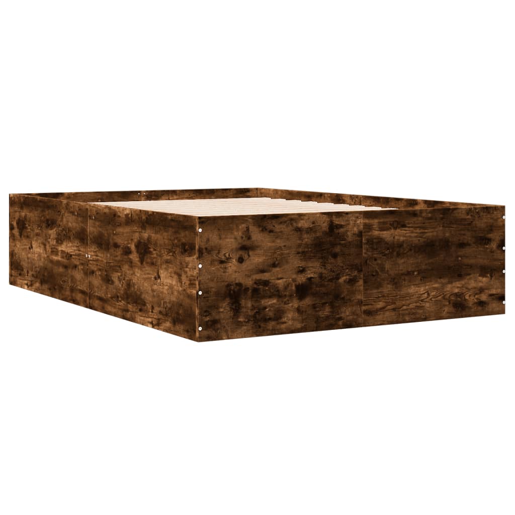 Bedframe bewerkt hout gerookt eikenkleurig 120x190 cm is nu te koop bij PeponiXL, paradijselijk wonen!