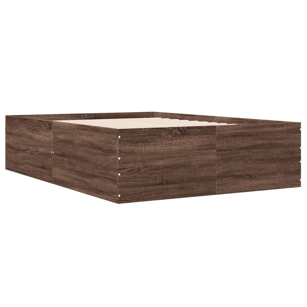Bedframe bewerkt hout bruin eikenkleur 120x190 cm is nu te koop bij PeponiXL, paradijselijk wonen!