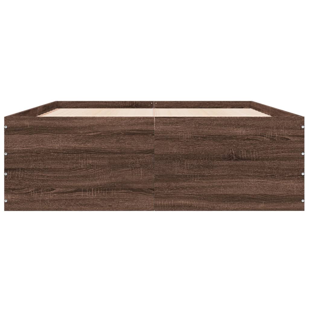 Bedframe bewerkt hout bruin eikenkleur 120x190 cm is nu te koop bij PeponiXL, paradijselijk wonen!