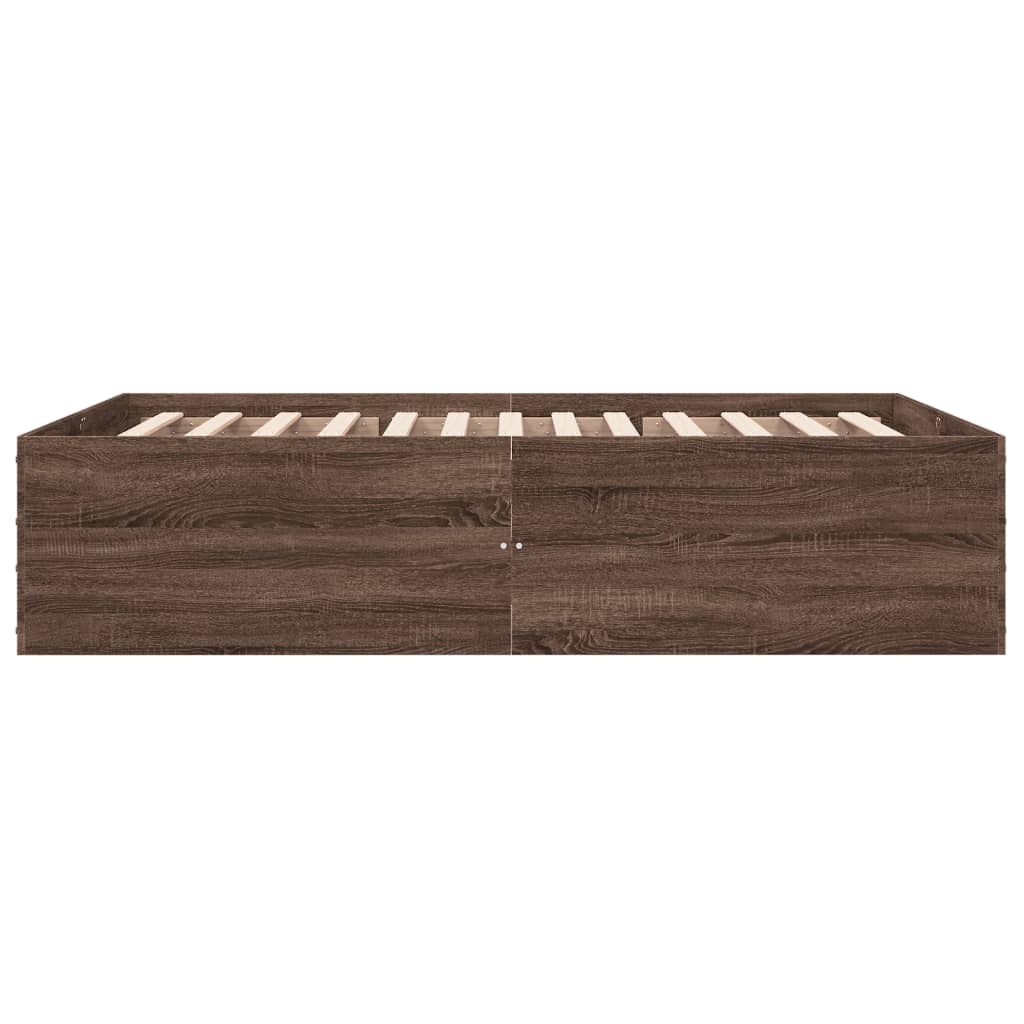 Bedframe bewerkt hout bruin eikenkleur 120x190 cm is nu te koop bij PeponiXL, paradijselijk wonen!