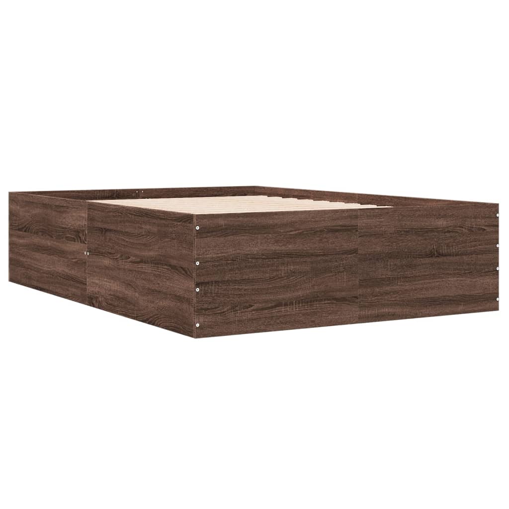 Bedframe bewerkt hout bruin eikenkleur 120x190 cm is nu te koop bij PeponiXL, paradijselijk wonen!