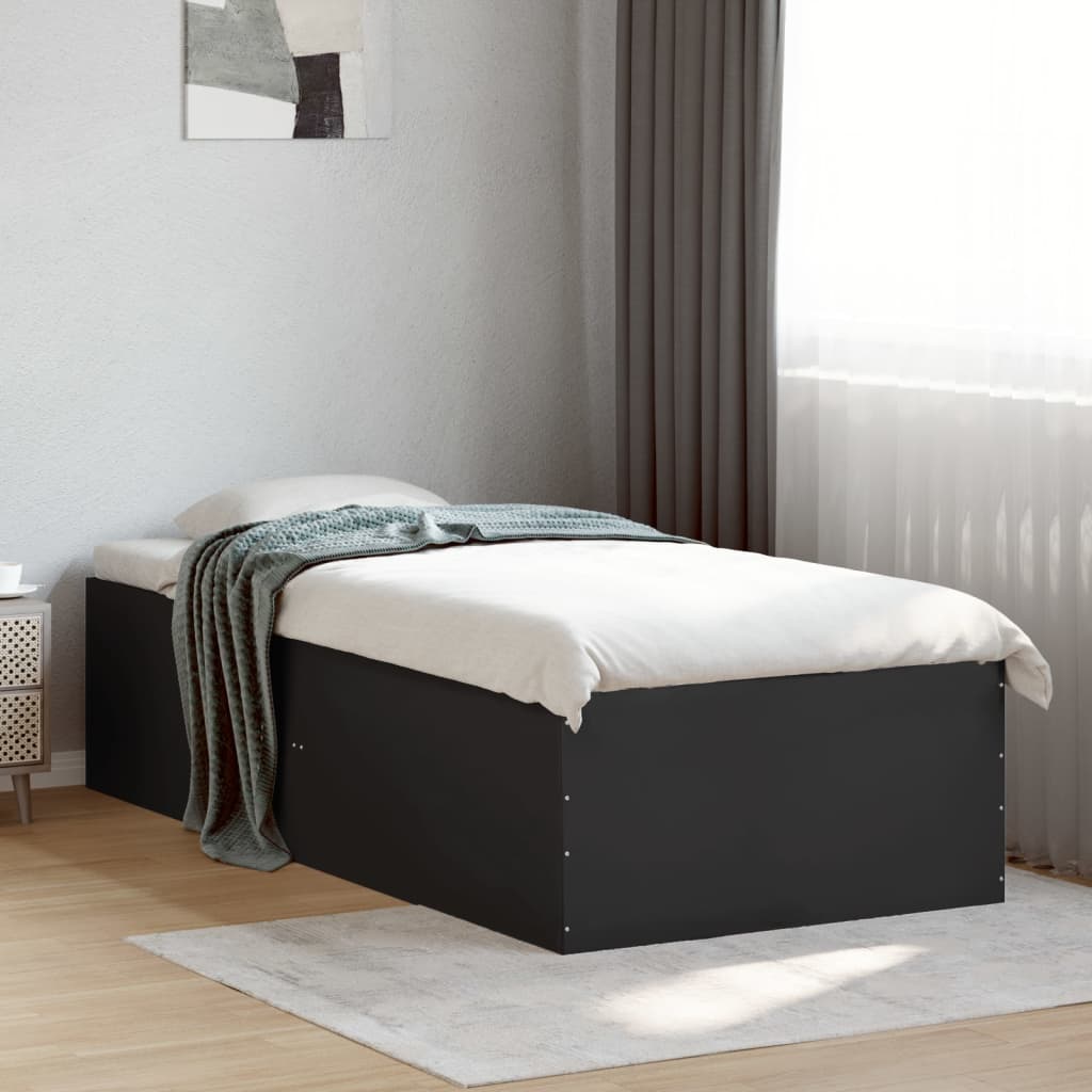 Bedframe bewerkt hout zwart 100x200 cm is nu te koop bij PeponiXL, paradijselijk wonen!