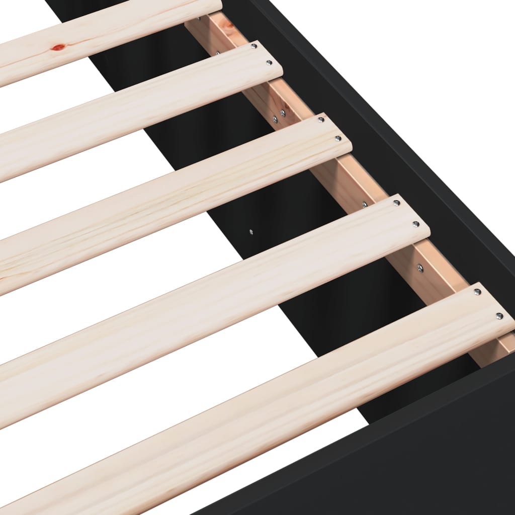 Bedframe bewerkt hout zwart 100x200 cm is nu te koop bij PeponiXL, paradijselijk wonen!
