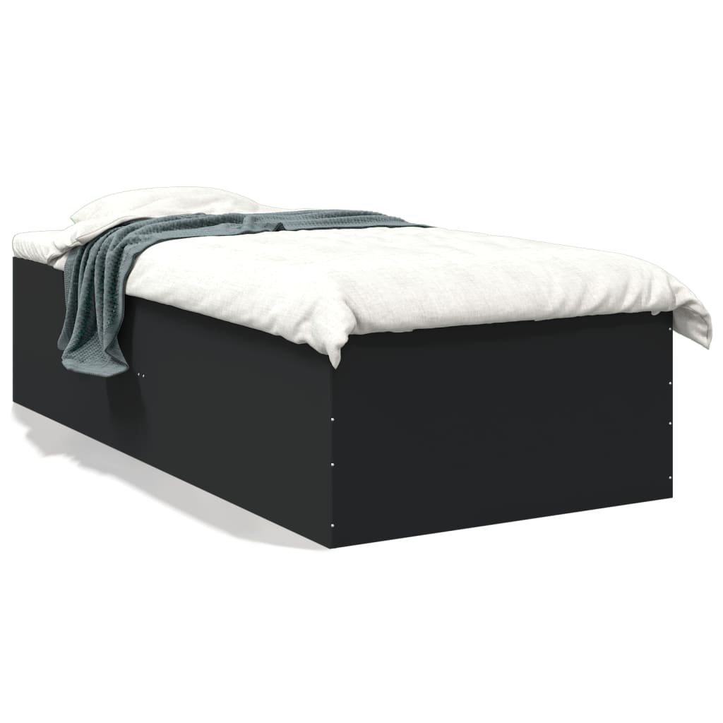 Bedframe bewerkt hout zwart 100x200 cm is nu te koop bij PeponiXL, paradijselijk wonen!