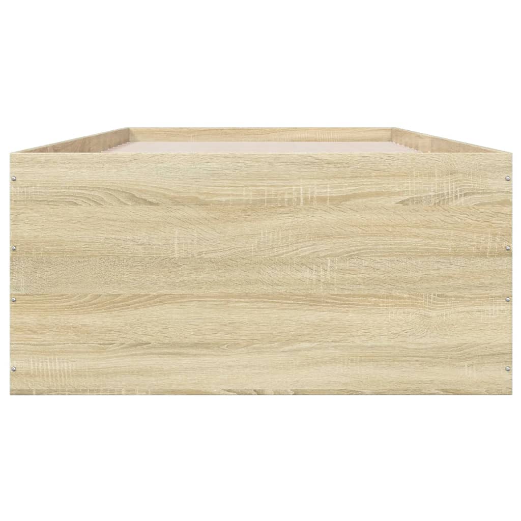 Bedframe bewerkt hout sonoma eikenkleurig 100x200 cm is nu te koop bij PeponiXL, paradijselijk wonen!