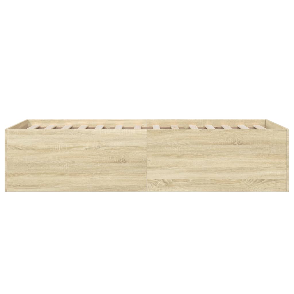 Bedframe bewerkt hout sonoma eikenkleurig 100x200 cm is nu te koop bij PeponiXL, paradijselijk wonen!