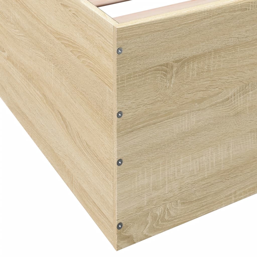 Bedframe bewerkt hout sonoma eikenkleurig 100x200 cm is nu te koop bij PeponiXL, paradijselijk wonen!