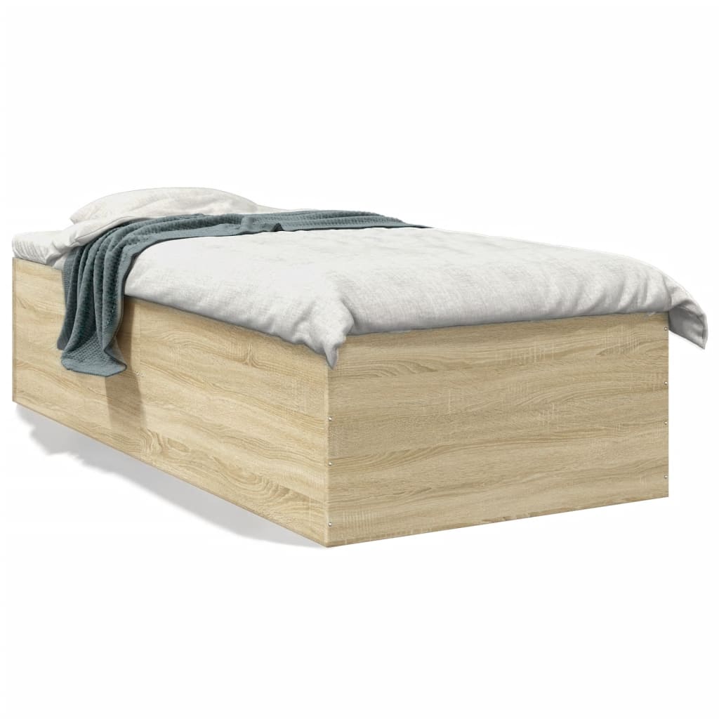 Bedframe bewerkt hout sonoma eikenkleurig 100x200 cm is nu te koop bij PeponiXL, paradijselijk wonen!