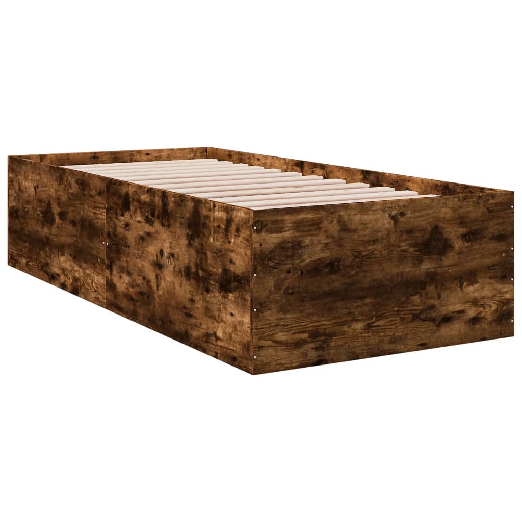 Bedframe bewerkt hout gerookt eikenkleurig 100x200 cm is nu te koop bij PeponiXL, paradijselijk wonen!