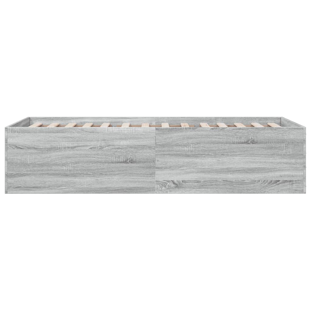 Bedframe bewerkt hout grijs sonoma eikenkleurig 100x200 cm is nu te koop bij PeponiXL, paradijselijk wonen!