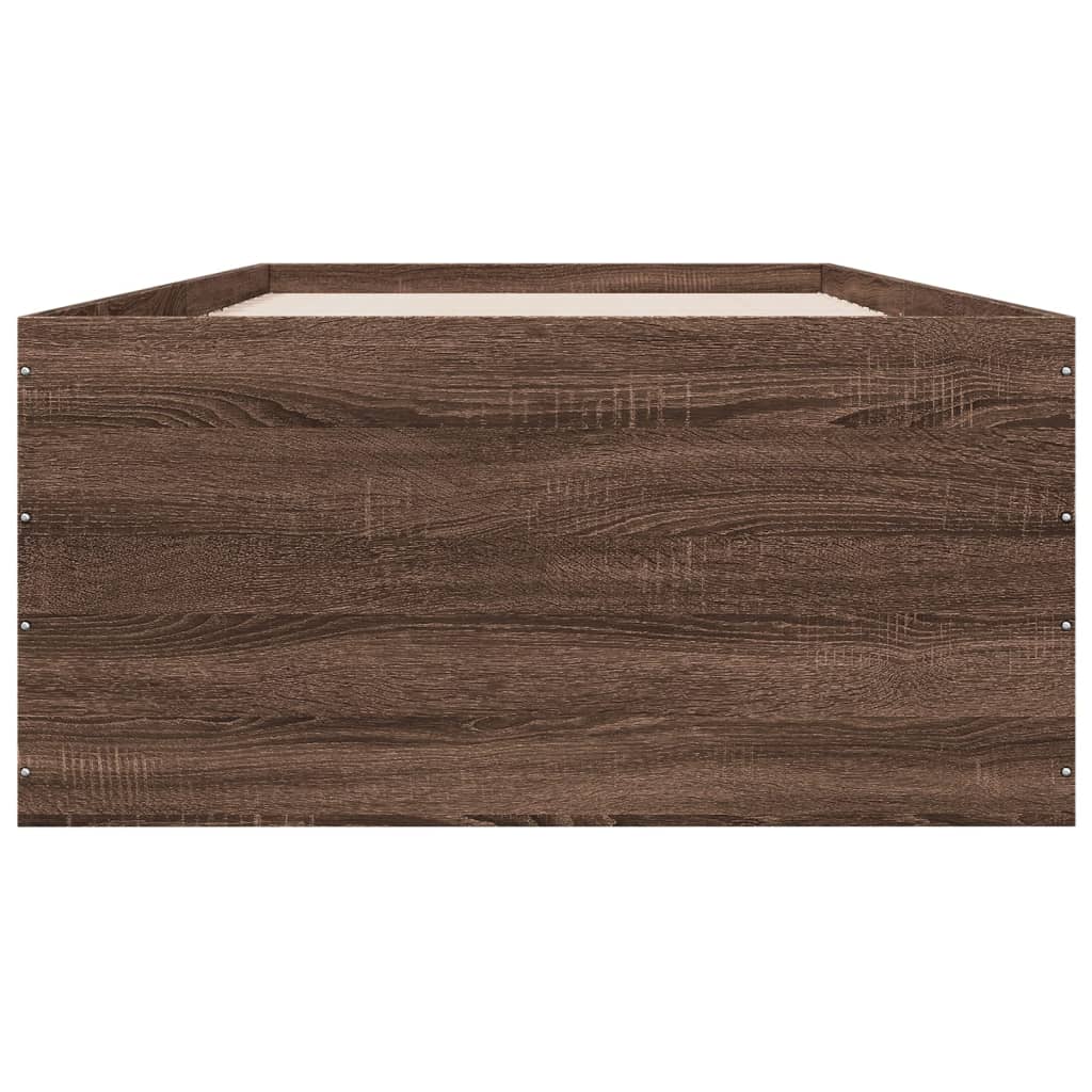 Bedframe bewerkt hout bruin eikenkleur 100x200 cm is nu te koop bij PeponiXL, paradijselijk wonen!