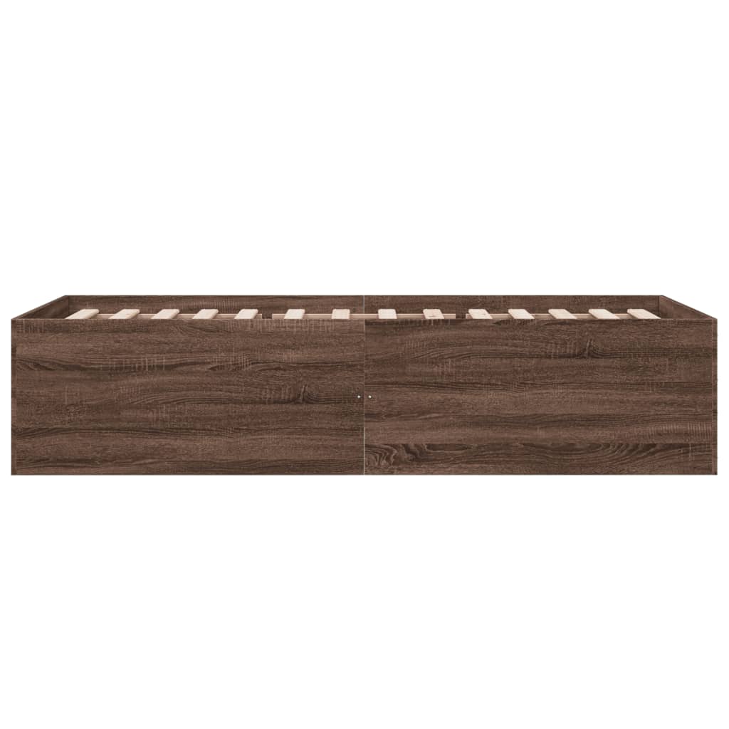 Bedframe bewerkt hout bruin eikenkleur 100x200 cm is nu te koop bij PeponiXL, paradijselijk wonen!