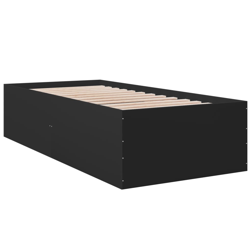 Bedframe bewerkt hout zwart 90x200 cm is nu te koop bij PeponiXL, paradijselijk wonen!