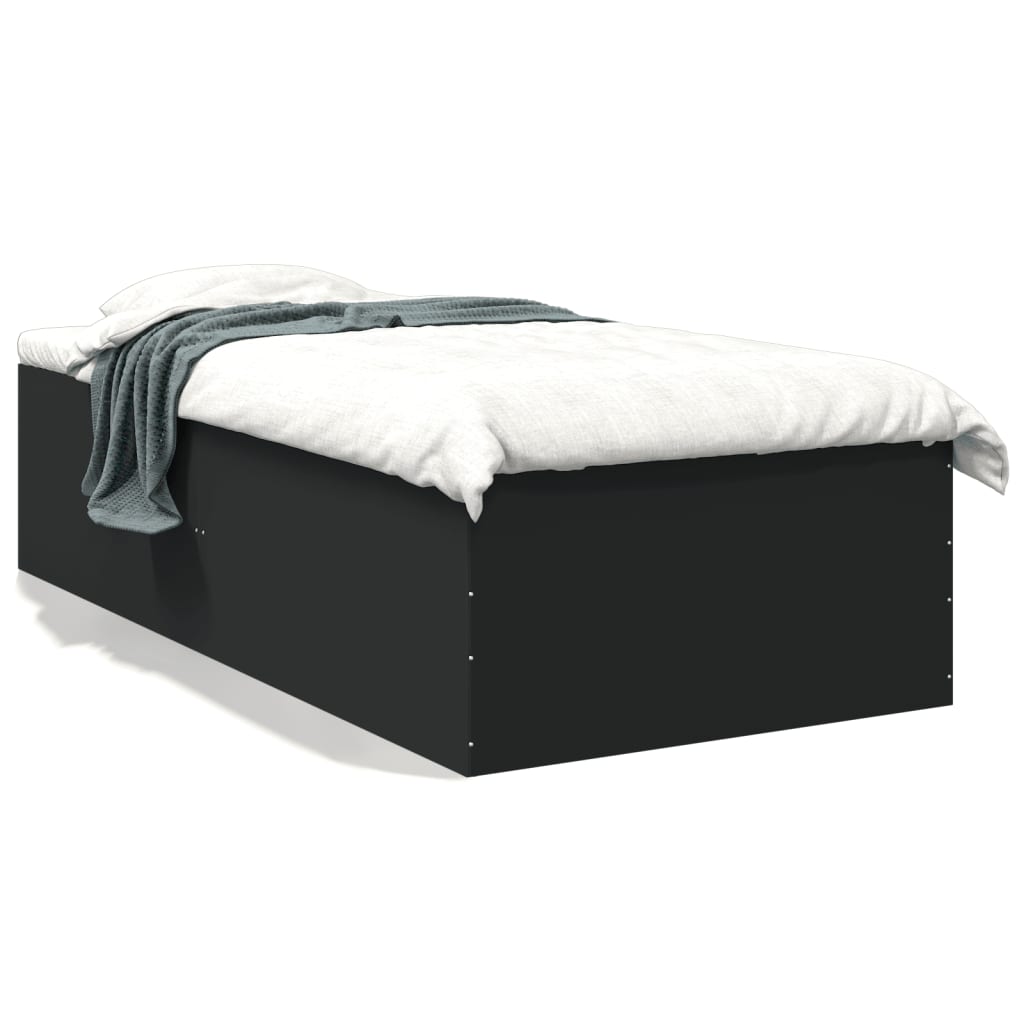 Bedframe bewerkt hout zwart 90x200 cm is nu te koop bij PeponiXL, paradijselijk wonen!