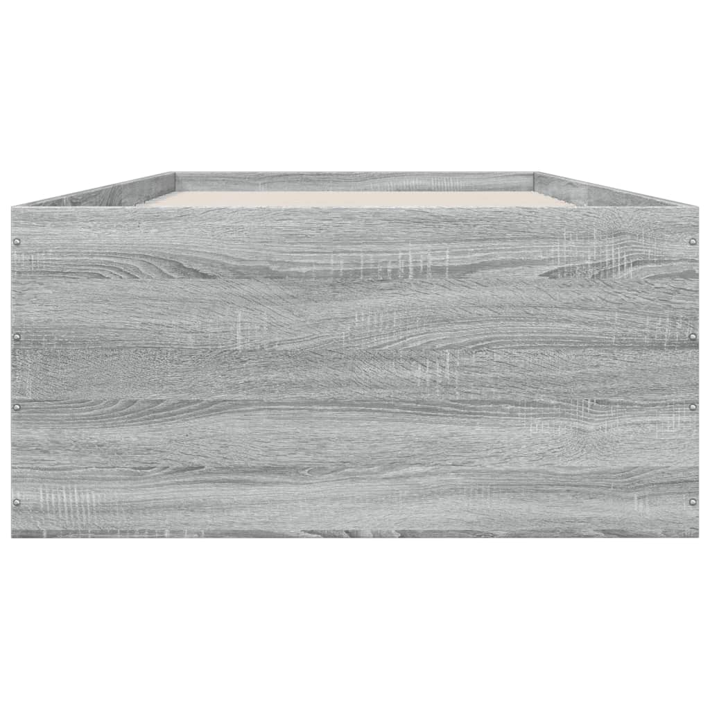 Bedframe bewerkt hout grijs sonoma eikenkleurig 90x200 cm is nu te koop bij PeponiXL, paradijselijk wonen!