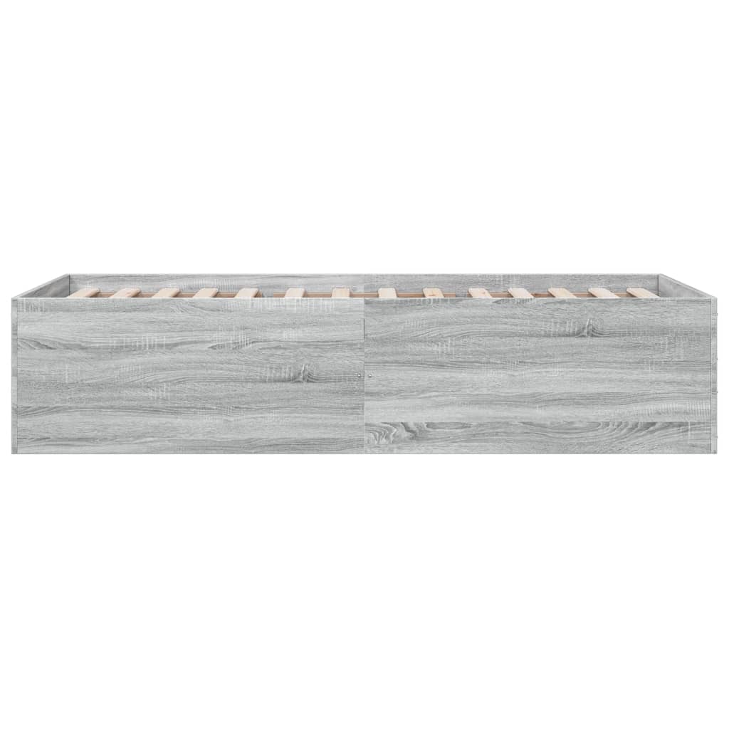 Bedframe bewerkt hout grijs sonoma eikenkleurig 90x200 cm is nu te koop bij PeponiXL, paradijselijk wonen!