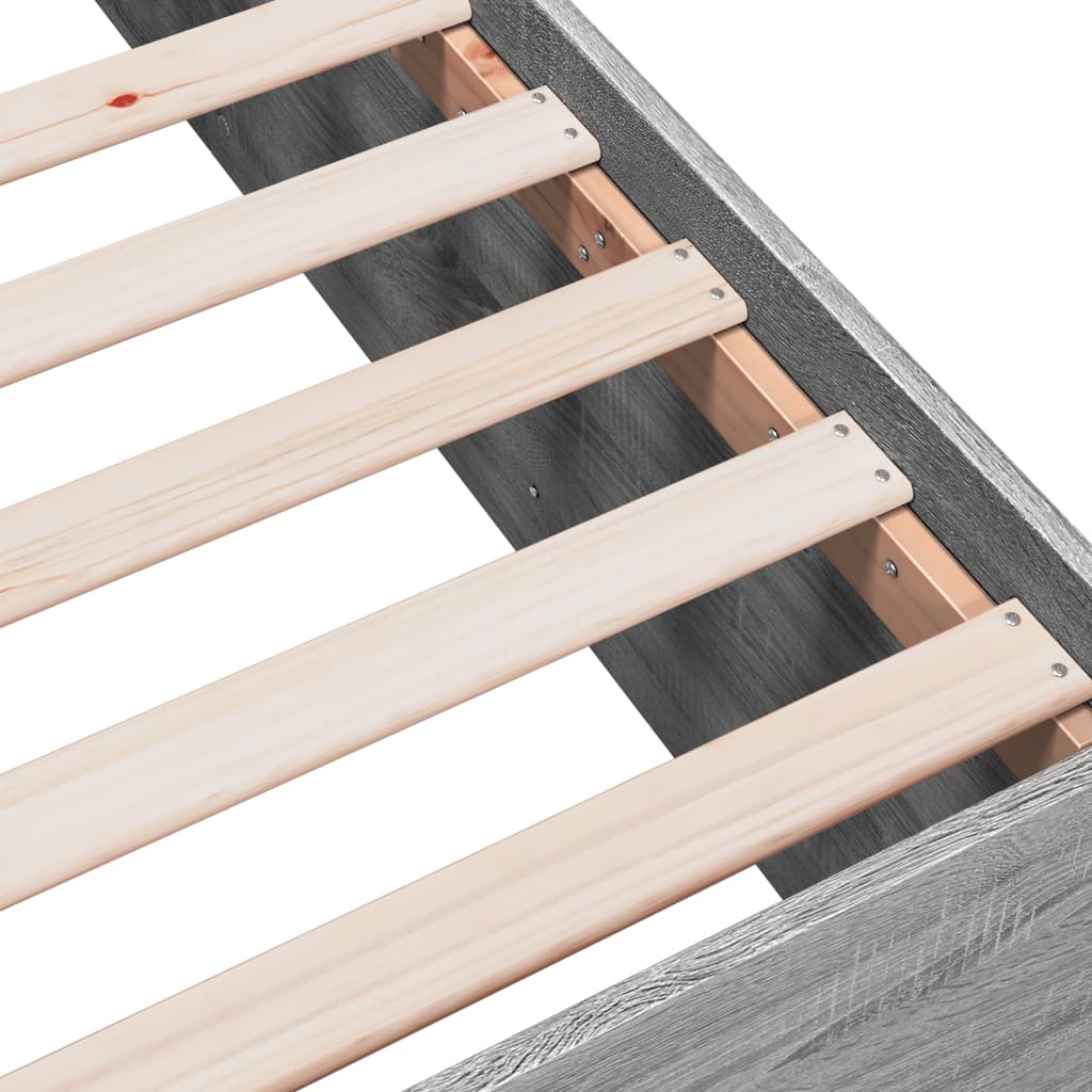 Bedframe bewerkt hout grijs sonoma eikenkleurig 90x200 cm is nu te koop bij PeponiXL, paradijselijk wonen!