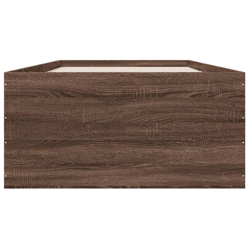 Bedframe bewerkt hout bruin eikenkleur 90x200 cm is nu te koop bij PeponiXL, paradijselijk wonen!