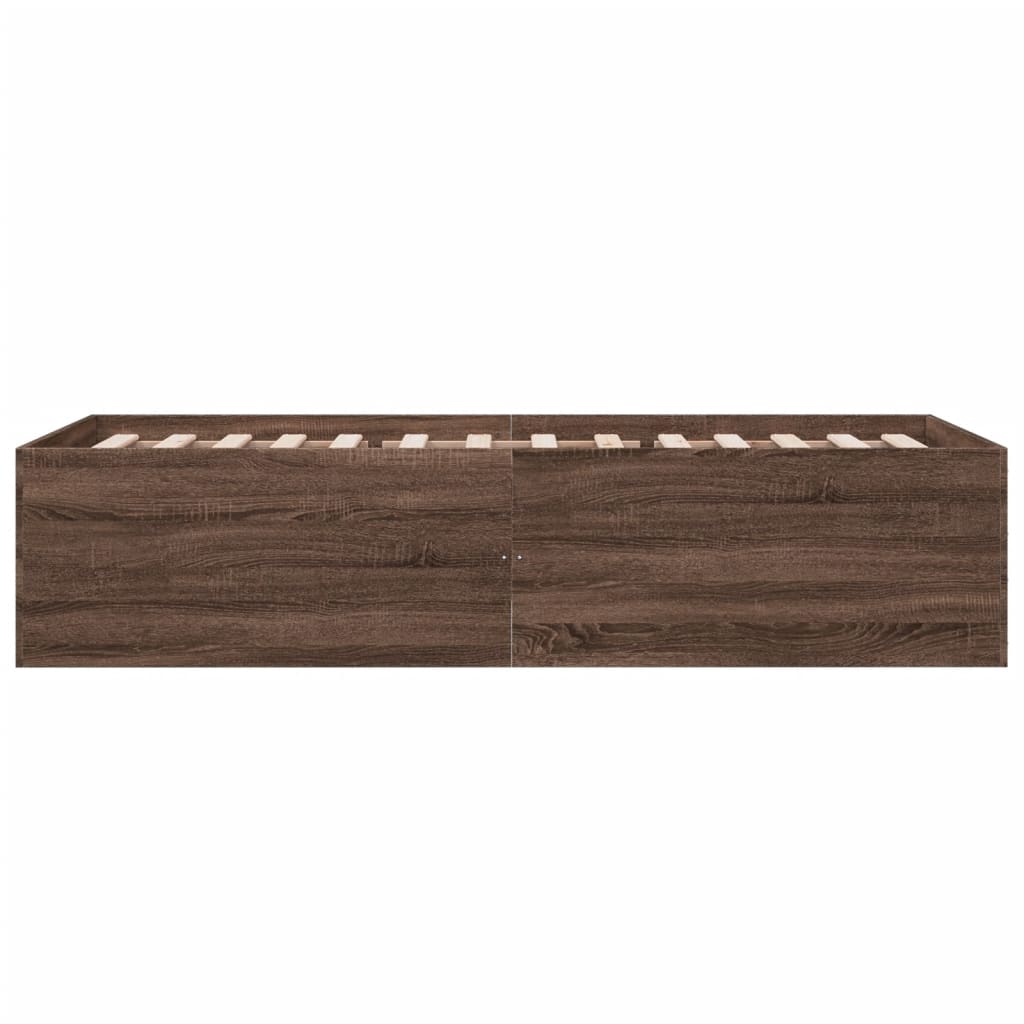 Bedframe bewerkt hout bruin eikenkleur 90x200 cm is nu te koop bij PeponiXL, paradijselijk wonen!