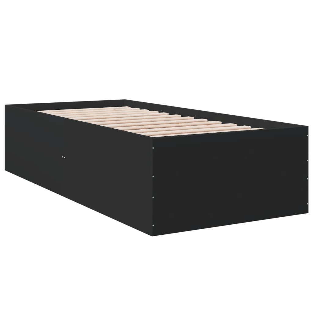 Bedframe bewerkt hout zwart 90x190 cm is nu te koop bij PeponiXL, paradijselijk wonen!