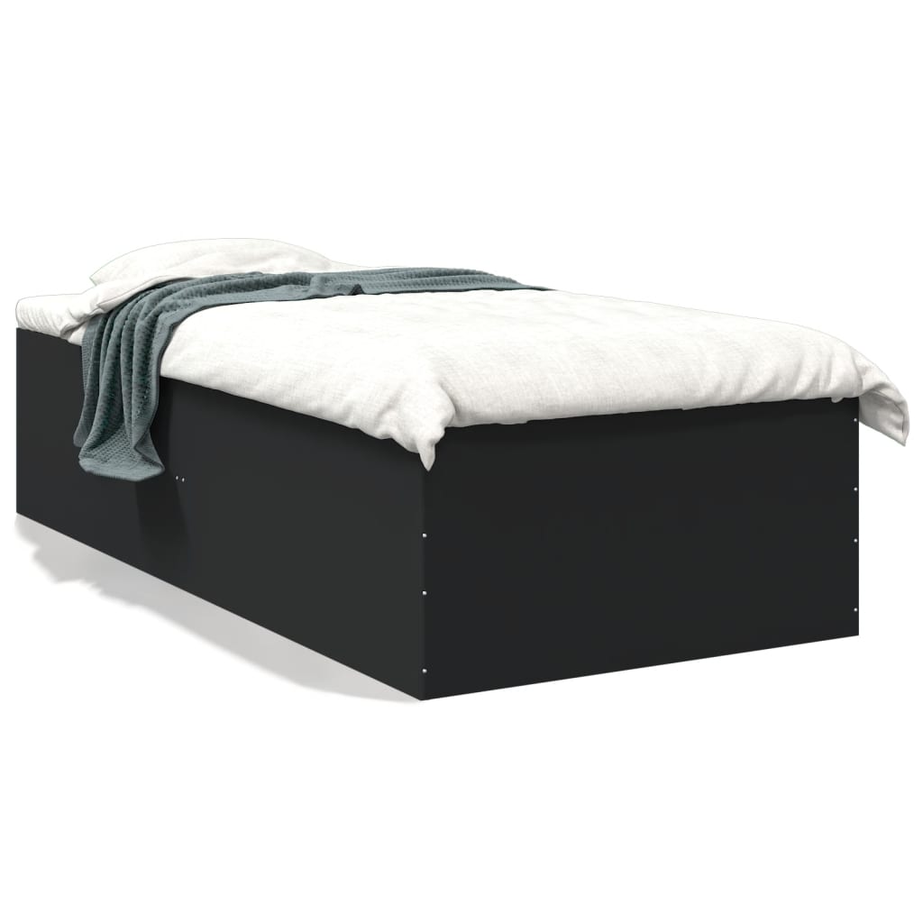 Bedframe bewerkt hout zwart 90x190 cm is nu te koop bij PeponiXL, paradijselijk wonen!