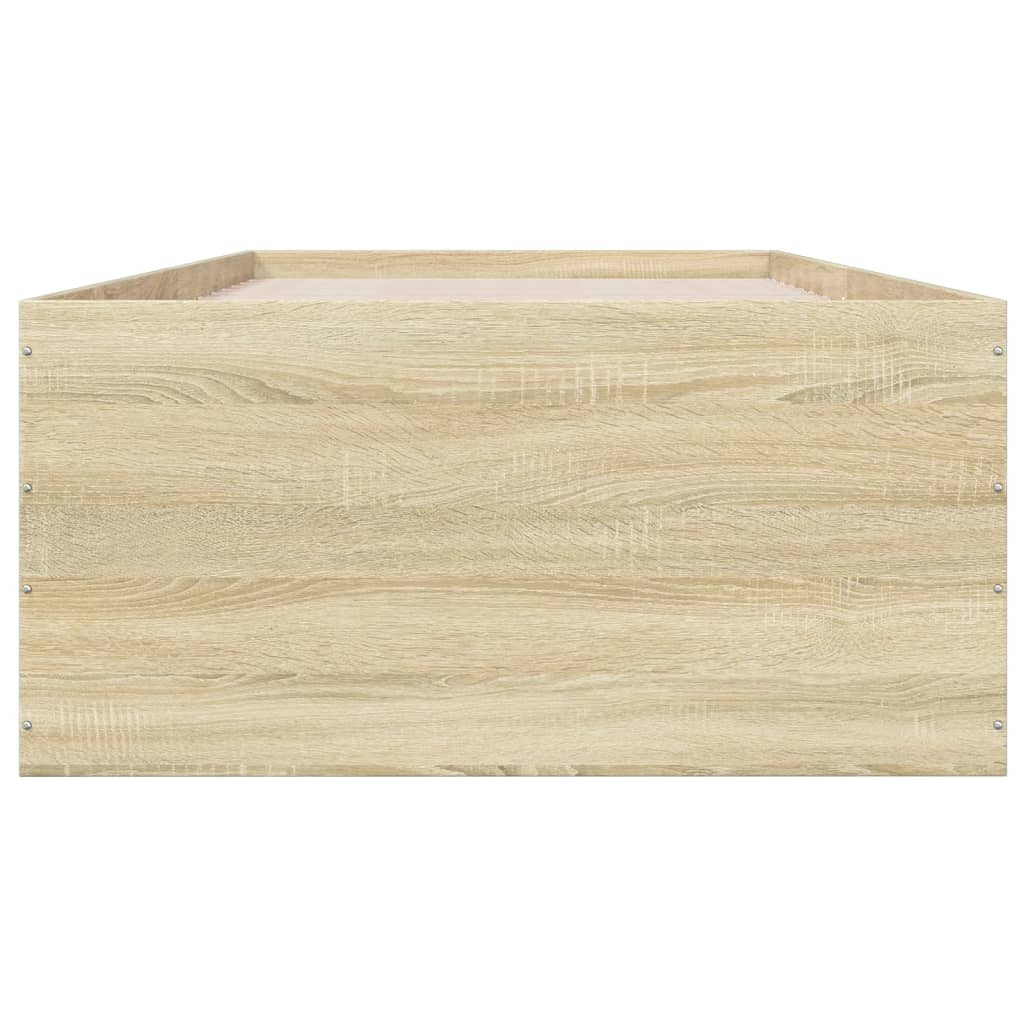 Bedframe bewerkt hout sonoma eikenkleurig 90x190 cm is nu te koop bij PeponiXL, paradijselijk wonen!