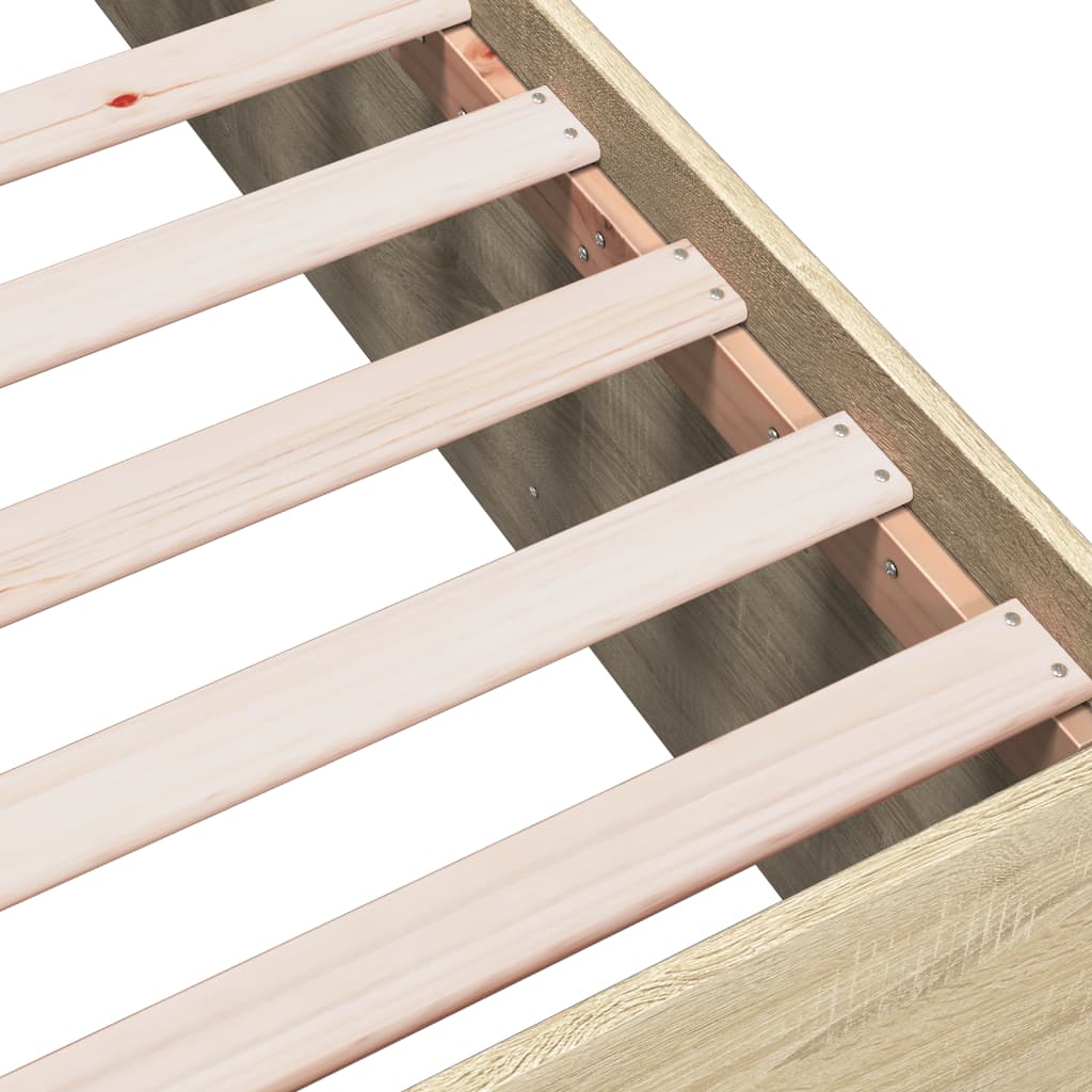 Bedframe bewerkt hout sonoma eikenkleurig 90x190 cm is nu te koop bij PeponiXL, paradijselijk wonen!