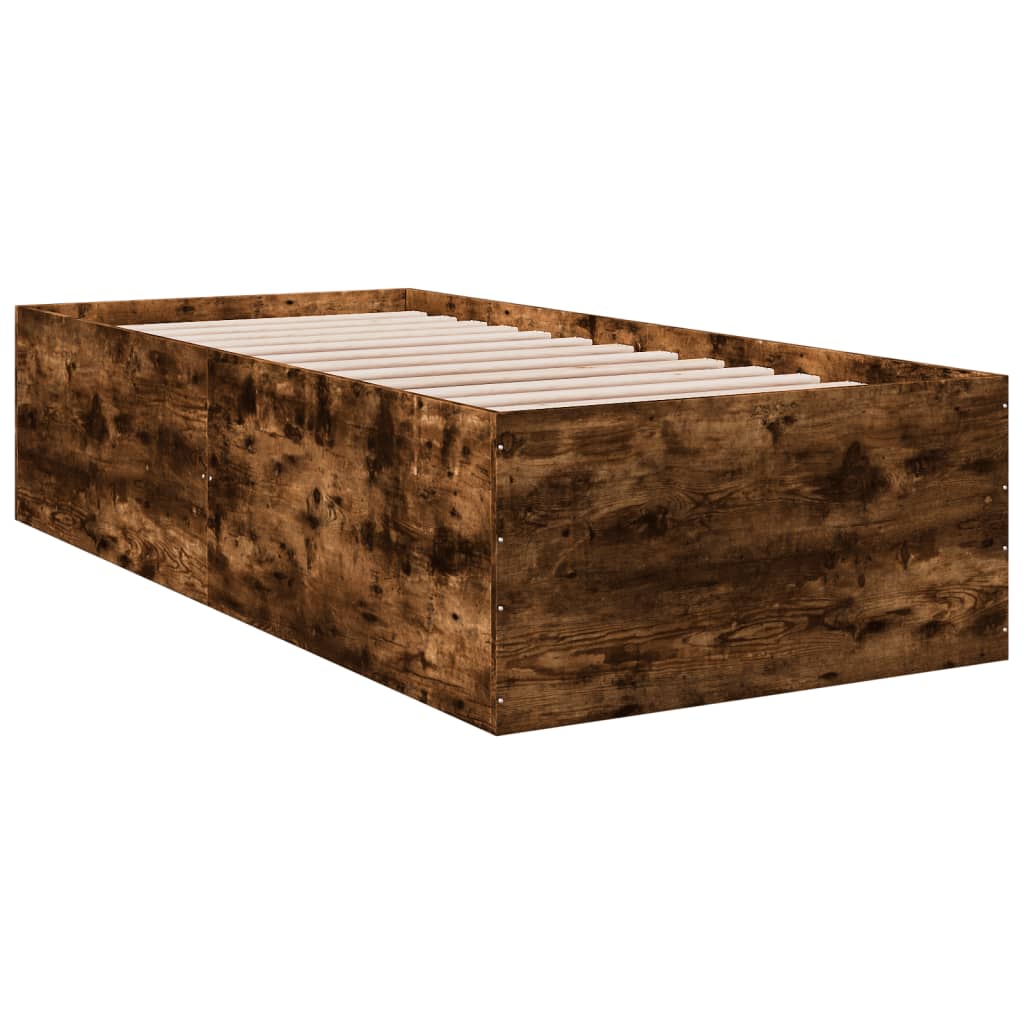 Bedframe bewerkt hout gerookt eikenkleurig 90x190 cm is nu te koop bij PeponiXL, paradijselijk wonen!