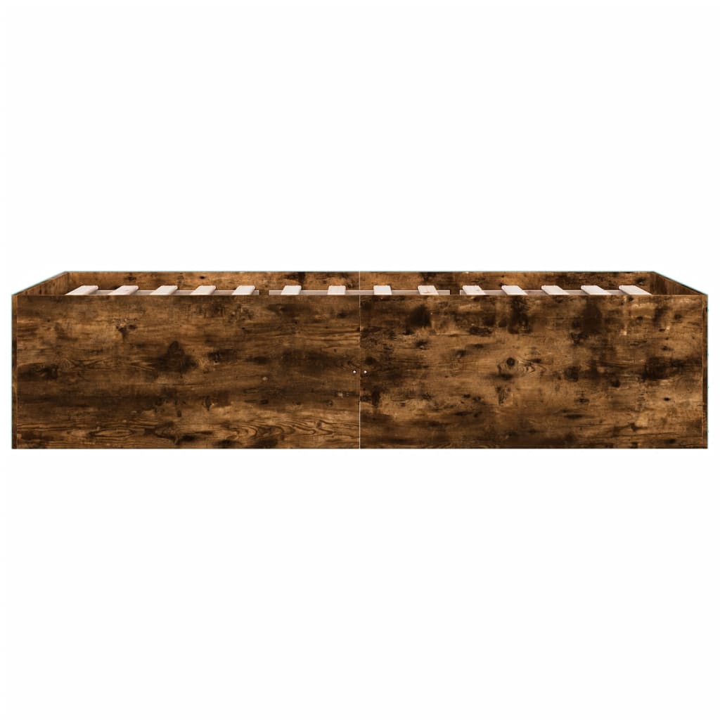Bedframe bewerkt hout gerookt eikenkleurig 90x190 cm is nu te koop bij PeponiXL, paradijselijk wonen!