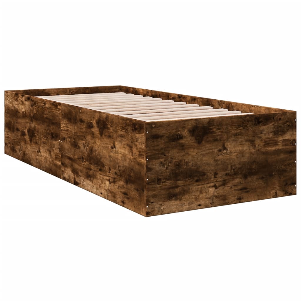 Bedframe bewerkt hout gerookt eikenkleurig 90x190 cm is nu te koop bij PeponiXL, paradijselijk wonen!