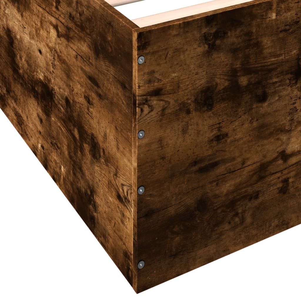 Bedframe bewerkt hout gerookt eikenkleurig 90x190 cm is nu te koop bij PeponiXL, paradijselijk wonen!
