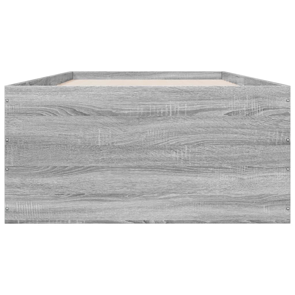 Bedframe bewerkt hout grijs sonoma eikenkleurig 90x190 cm is nu te koop bij PeponiXL, paradijselijk wonen!