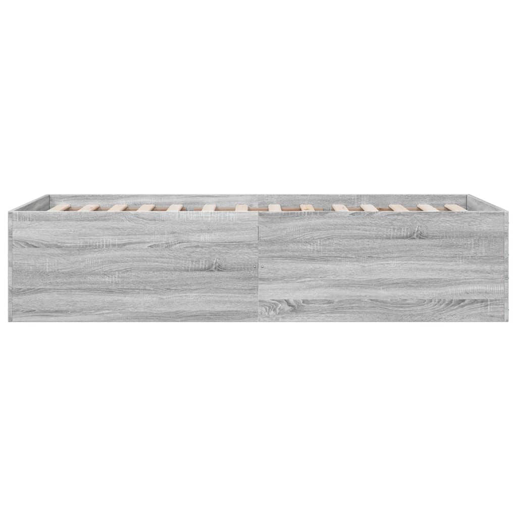 Bedframe bewerkt hout grijs sonoma eikenkleurig 90x190 cm is nu te koop bij PeponiXL, paradijselijk wonen!