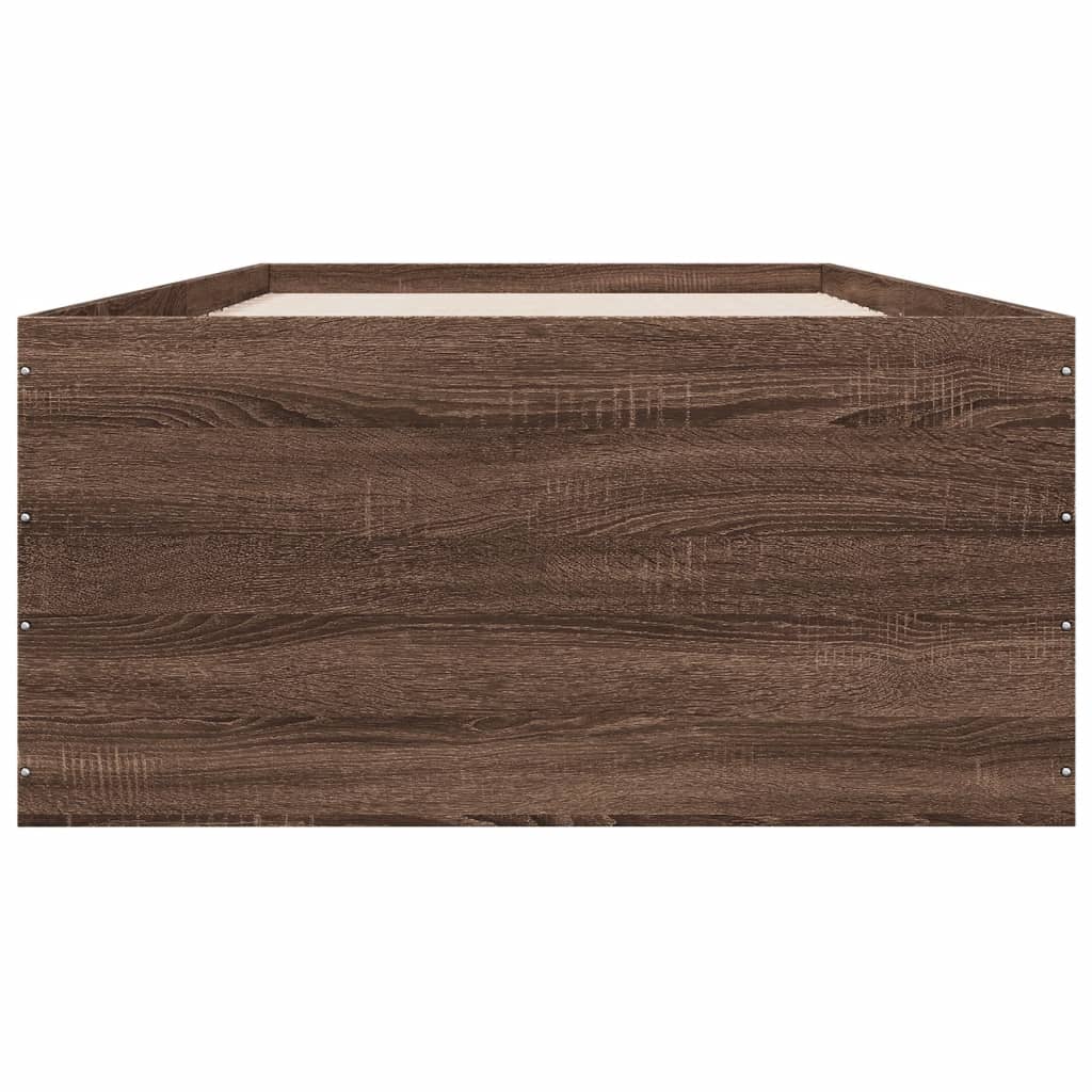 Bedframe bewerkt hout bruin eikenkleur 90x190 cm is nu te koop bij PeponiXL, paradijselijk wonen!