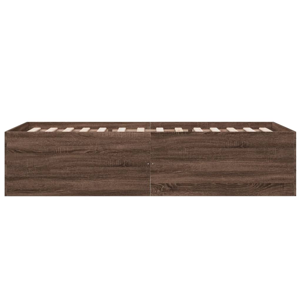 Bedframe bewerkt hout bruin eikenkleur 90x190 cm is nu te koop bij PeponiXL, paradijselijk wonen!