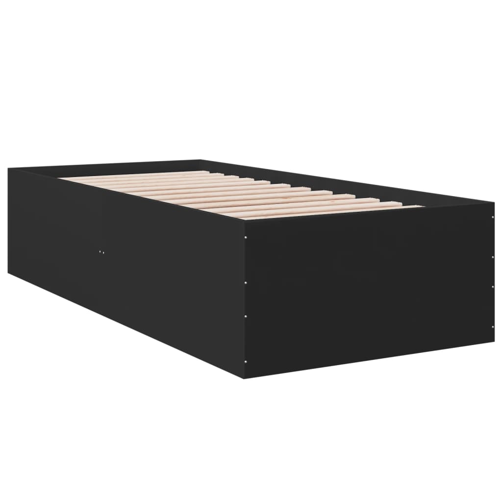 Bedframe bewerkt hout zwart 75x190 cm is nu te koop bij PeponiXL, paradijselijk wonen!