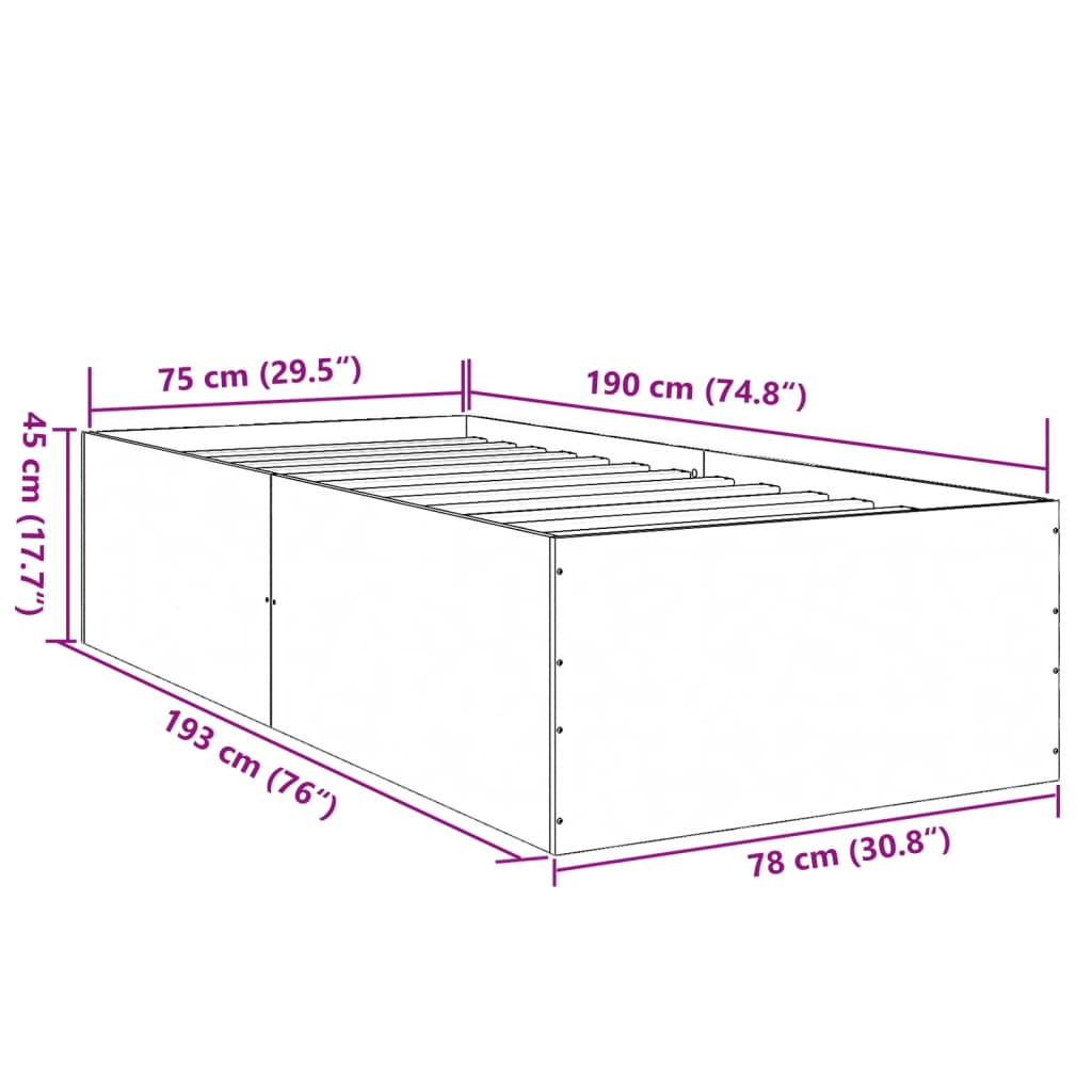 Bedframe bewerkt hout zwart 75x190 cm is nu te koop bij PeponiXL, paradijselijk wonen!