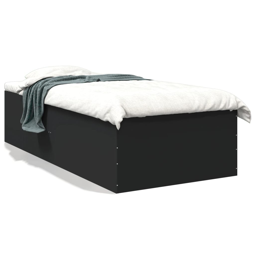 Bedframe bewerkt hout zwart 75x190 cm is nu te koop bij PeponiXL, paradijselijk wonen!