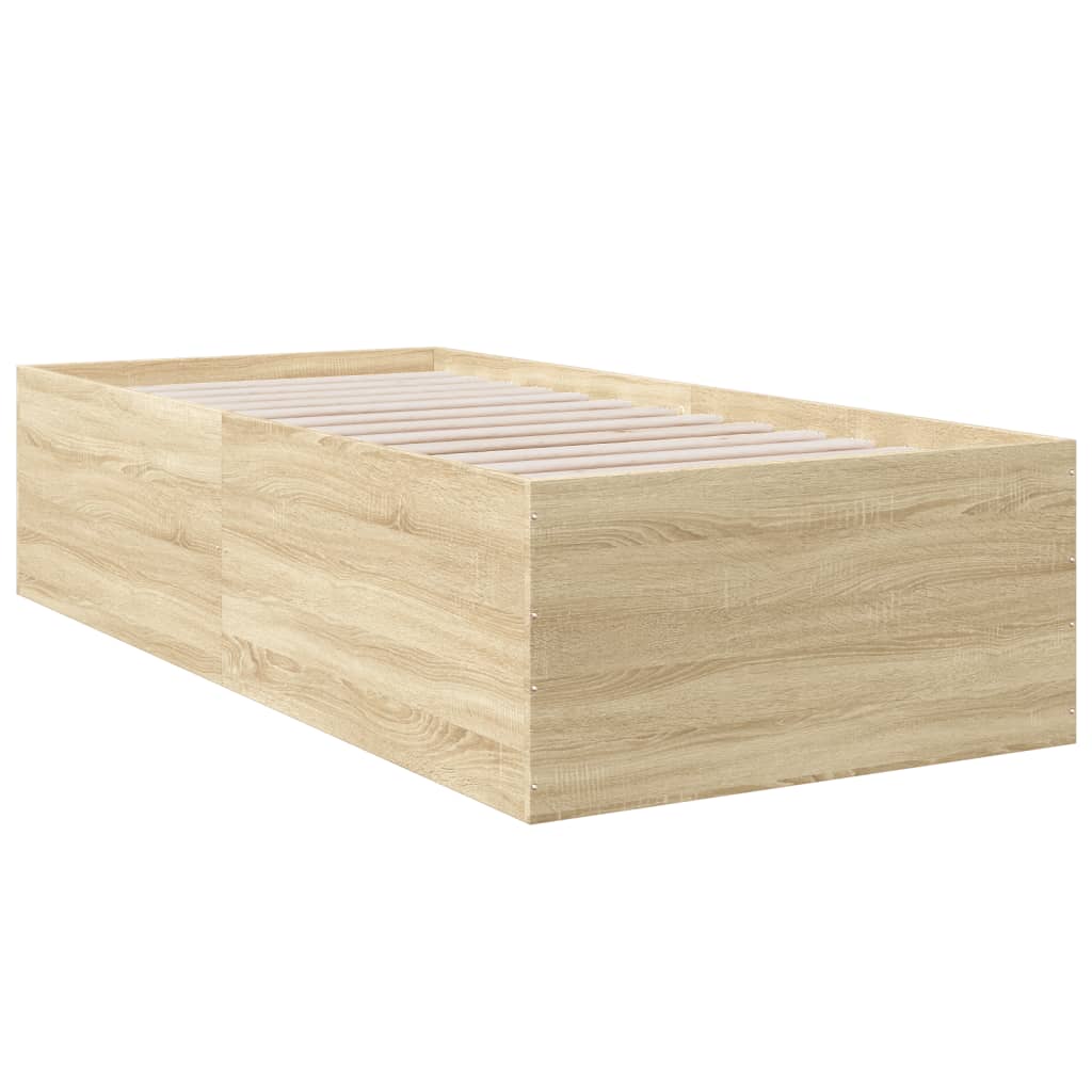 Bedframe bewerkt hout sonoma eikenkleurig 75x190 cm is nu te koop bij PeponiXL, paradijselijk wonen!