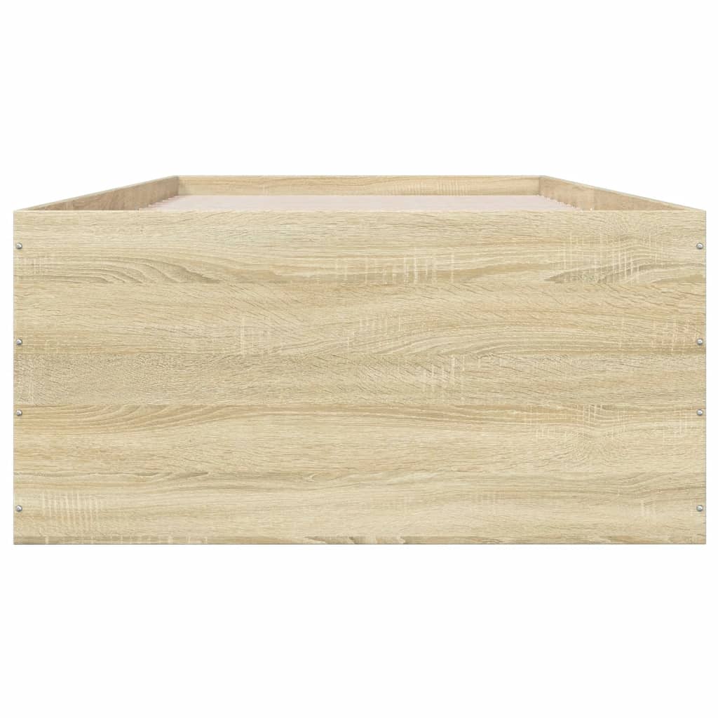 Bedframe bewerkt hout sonoma eikenkleurig 75x190 cm is nu te koop bij PeponiXL, paradijselijk wonen!