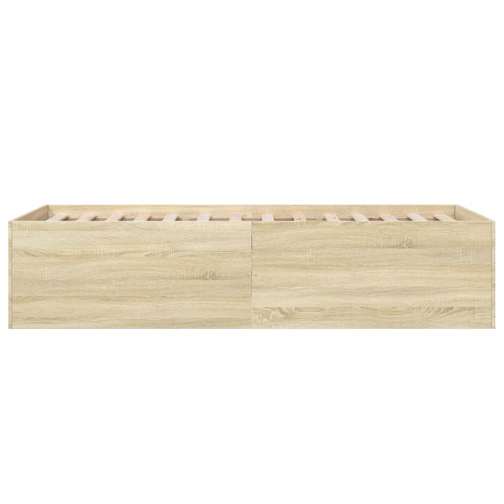 Bedframe bewerkt hout sonoma eikenkleurig 75x190 cm is nu te koop bij PeponiXL, paradijselijk wonen!