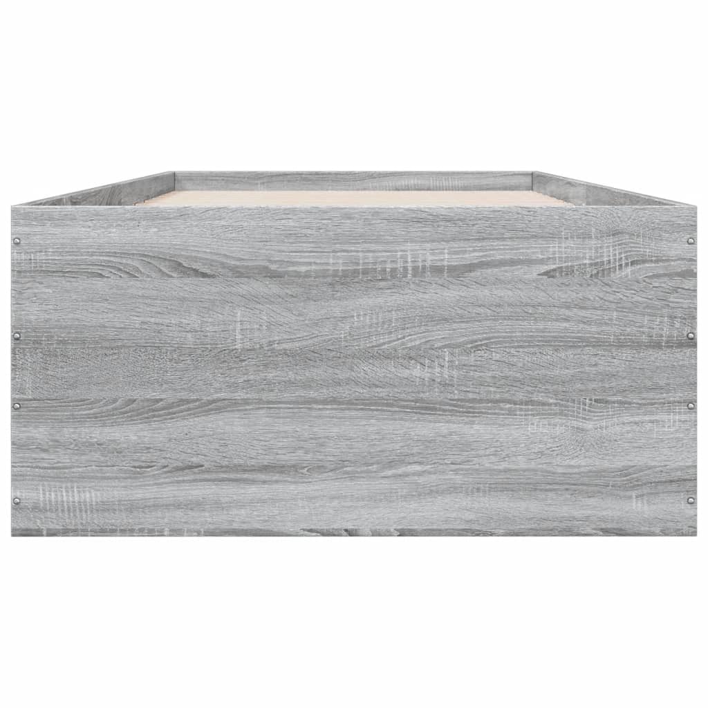 Bedframe bewerkt hout grijs sonoma eikenkleurig 75x190 cm is nu te koop bij PeponiXL, paradijselijk wonen!