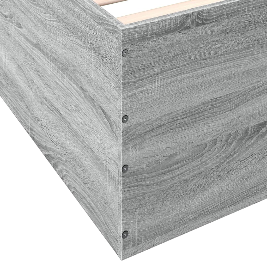 Bedframe bewerkt hout grijs sonoma eikenkleurig 75x190 cm is nu te koop bij PeponiXL, paradijselijk wonen!